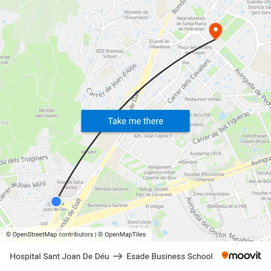Hospital Sant Joan De Déu to Esade Business School map
