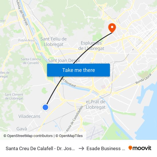 Santa Creu De Calafell - Dr. Josep Castells to Esade Business School map
