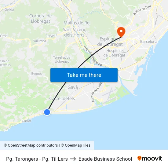 Pg. Tarongers - Pg. Til·Lers to Esade Business School map