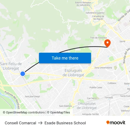Consell Comarcal to Esade Business School map
