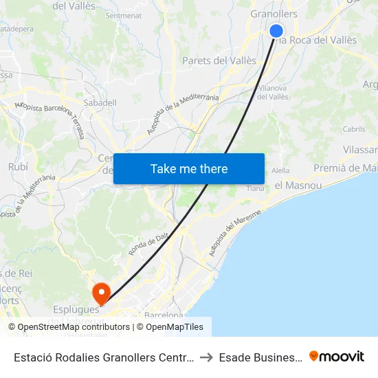 Estació Rodalies Granollers Centre- Marquesina C to Esade Business School map