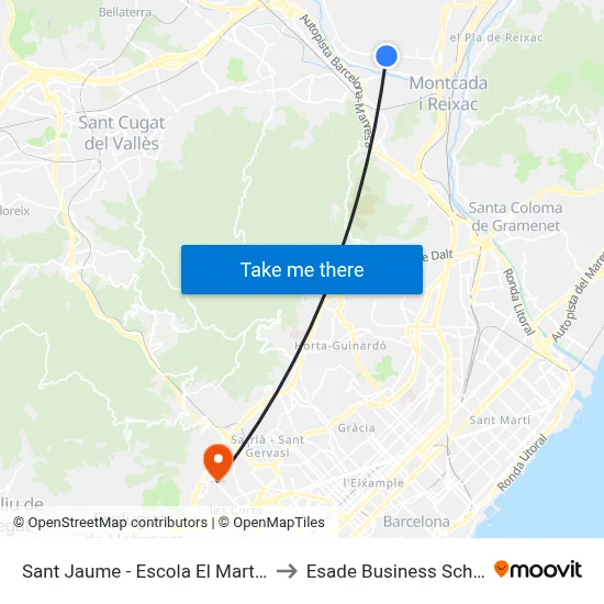 Sant Jaume - Escola El Martinet to Esade Business School map