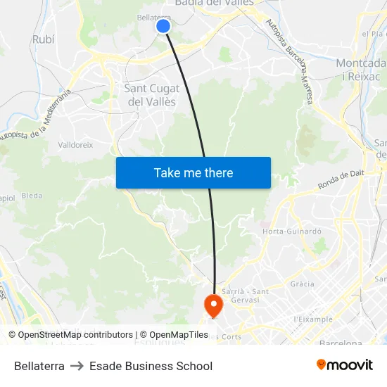 Bellaterra to Esade Business School map