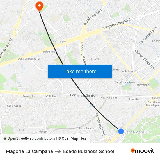 Magòria La Campana to Esade Business School map