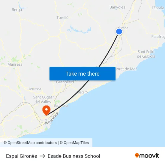 Espai Gironès to Esade Business School map