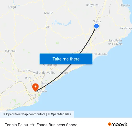 Tennis Palau to Esade Business School map