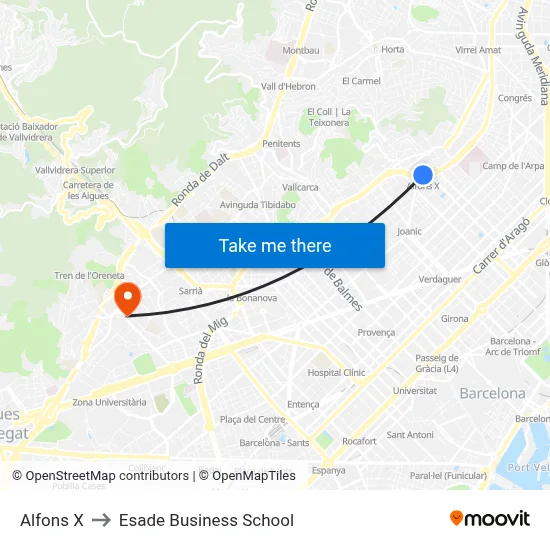 Alfons X to Esade Business School map