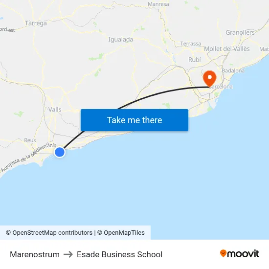 Marenostrum to Esade Business School map
