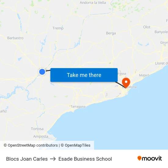 Blocs Joan Carles to Esade Business School map