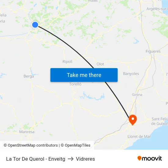 La Tor De Querol - Enveitg to Vidreres map