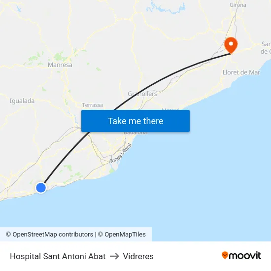 Hospital Sant Antoni Abat to Vidreres map