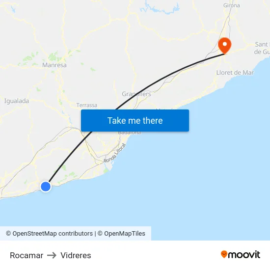 Rocamar to Vidreres map