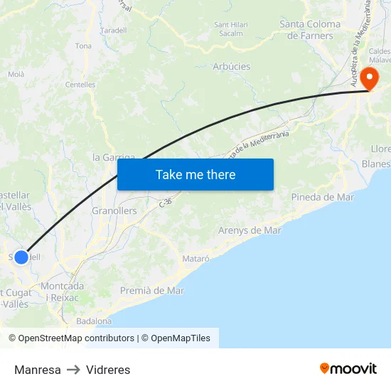 Manresa to Vidreres map