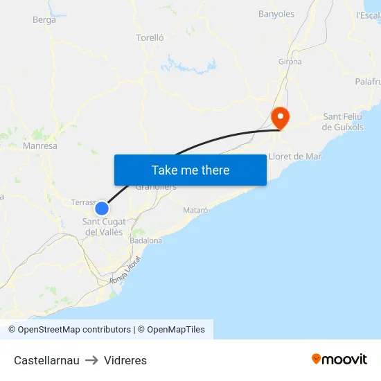 Castellarnau to Vidreres map