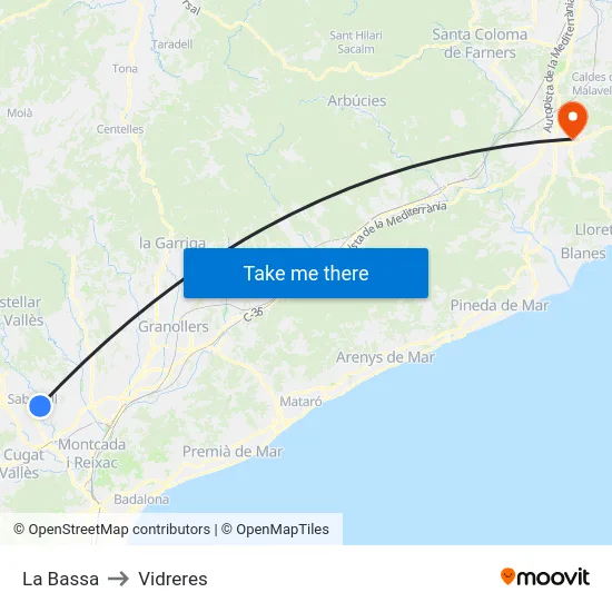 La Bassa to Vidreres map