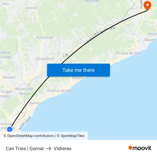 Can Tries | Gornal to Vidreres map