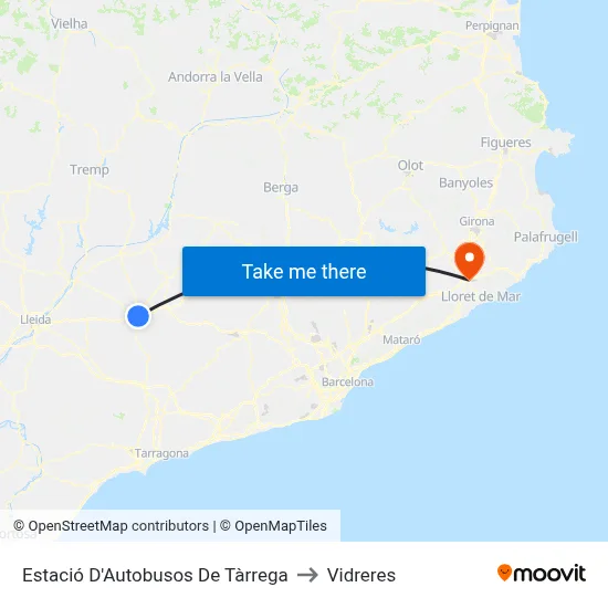 Estació D'Autobusos De Tàrrega to Vidreres map