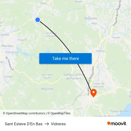 Sant Esteve D'En Bas to Vidreres map