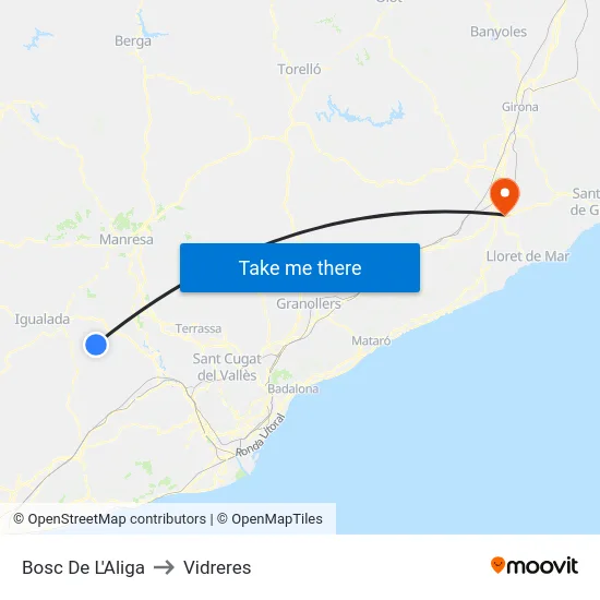 Bosc De L'Aliga to Vidreres map