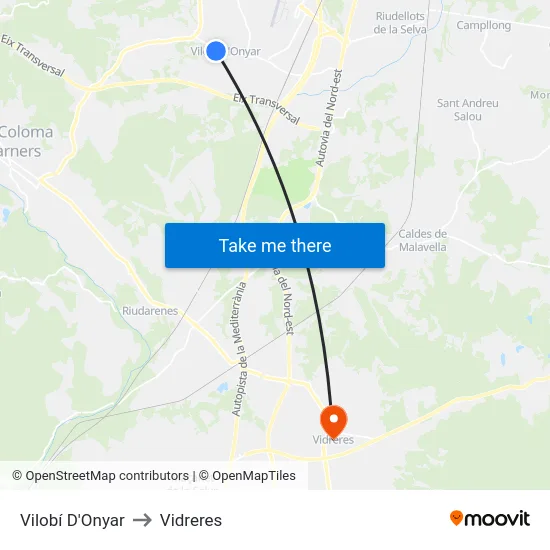 Vilobí D'Onyar to Vidreres map