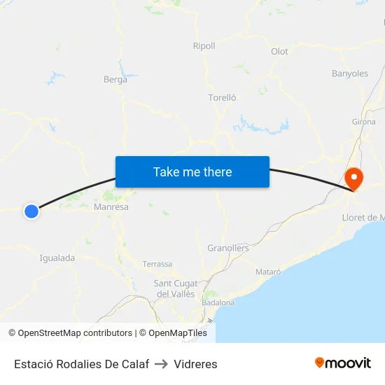 Estació Rodalies De Calaf to Vidreres map