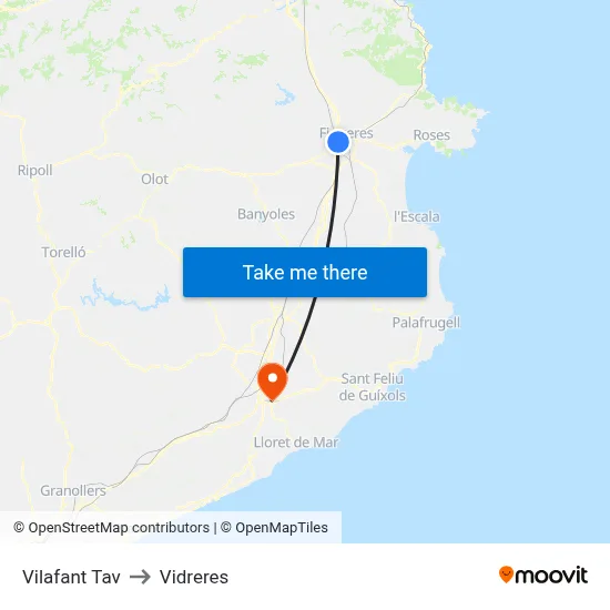 Vilafant Tav to Vidreres map