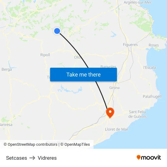 Setcases to Vidreres map
