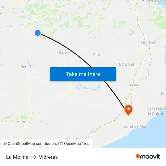 La Molina to Vidreres map