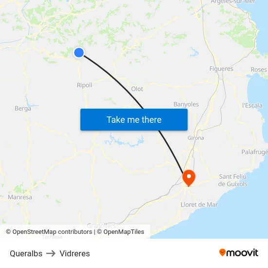 Queralbs to Vidreres map