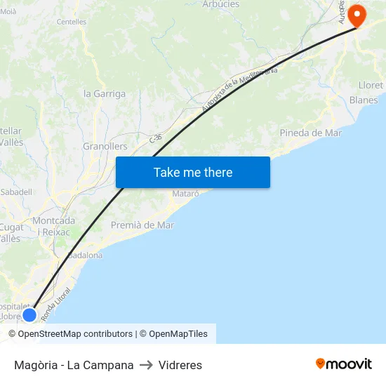 Magòria - La Campana to Vidreres map