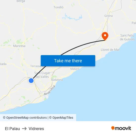 El Palau to Vidreres map
