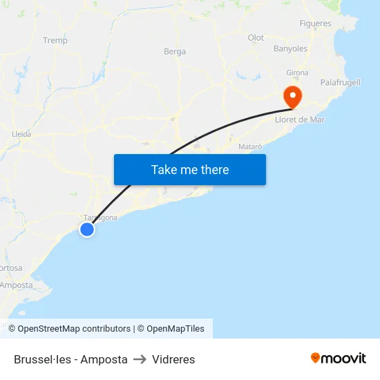 Brussel·Ies - Amposta to Vidreres map