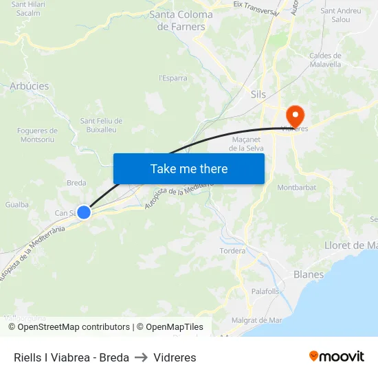 Riells I Viabrea - Breda to Vidreres map