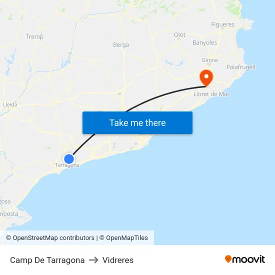 Camp De Tarragona to Vidreres map