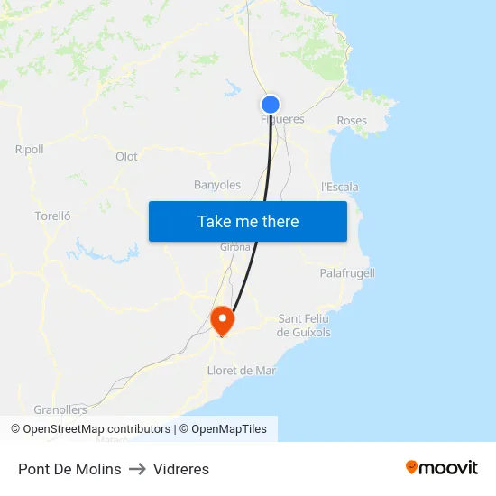Pont De Molins to Vidreres map