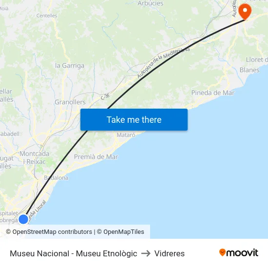 Museu Nacional - Museu Etnològic to Vidreres map