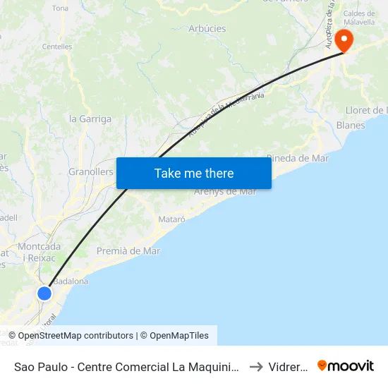 Sao Paulo - Centre Comercial La Maquinista to Vidreres map