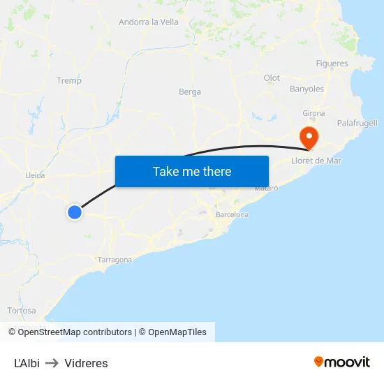 L'Albi to Vidreres map