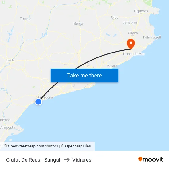 Ciutat De Reus - Sanguli to Vidreres map