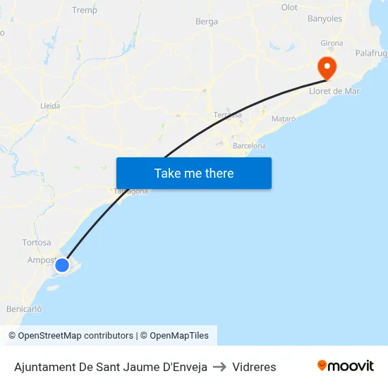 Ajuntament De Sant Jaume D'Enveja to Vidreres map