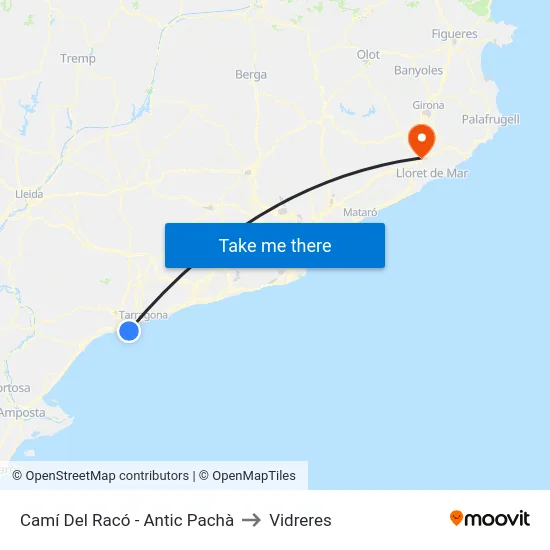 Camí Del Racó - Antic Pachà to Vidreres map