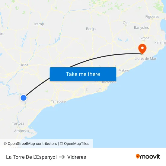 La Torre De L'Espanyol to Vidreres map