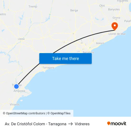 Av. De Cristòfol Colom - Tarragona to Vidreres map