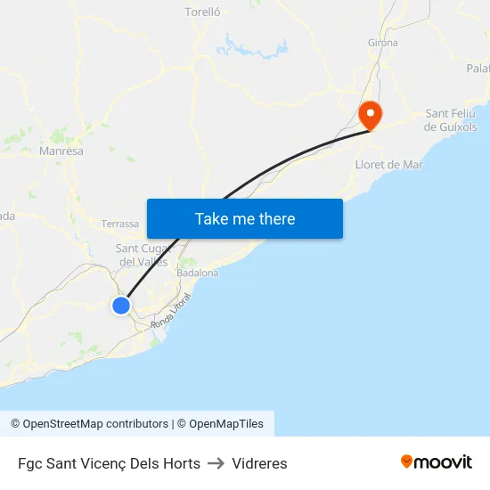 Fgc Sant Vicenç Dels Horts to Vidreres map