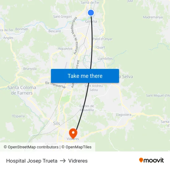 Hospital Josep Trueta to Vidreres map