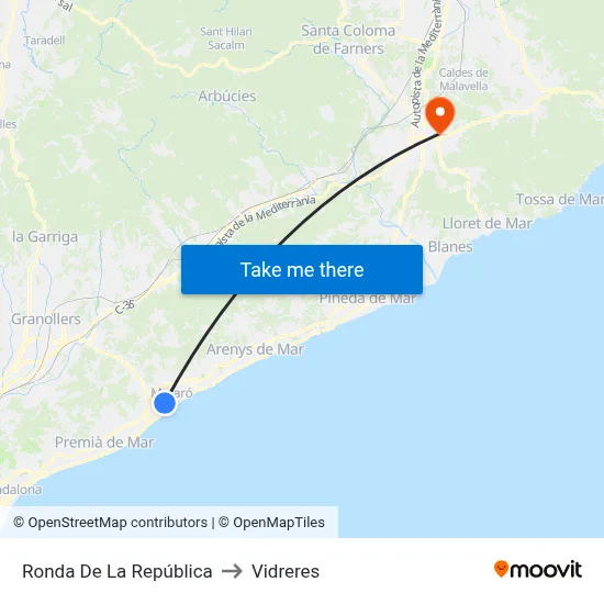 Ronda De La República to Vidreres map
