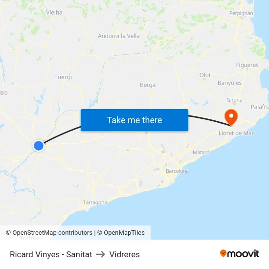 Ricard Vinyes - Sanitat to Vidreres map