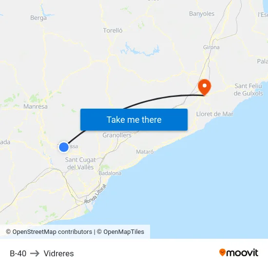B-40 to Vidreres map