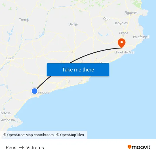 Reus to Vidreres map