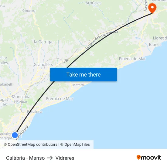 Calàbria - Manso to Vidreres map